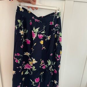 Appleseed's Navy Midi Skirt with Pink & Yellow Floral Print